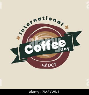 International coffee day badge banner vector Stock Vector