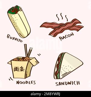 Hand drawn fast food vector set Stock Vector