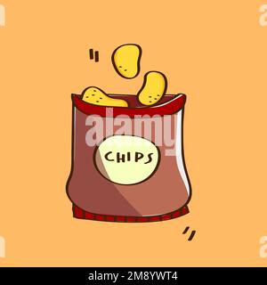 Hand drawn chips in a bag vector Stock Vector