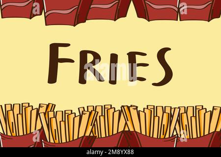 French fries doodle pattern background vector Stock Vector