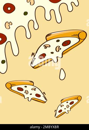 Pizza doodle patterned background vector Stock Vector