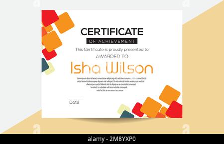 Certificate of Appreciation or achievement, geometric design template. Print ready designed for diploma, award, business, university, school, and corp Stock Vector