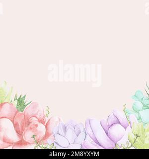 Hand drawn succulent themed background vector Stock Vector