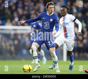 London, UK. 15th Jan, 2023. Conor Gallagher of Chelsea and Eberechi Eze of Crystal Palace during the Premier League match at Stamford Bridge, London. Picture credit should read: Paul Terry/Sportimage Credit: Sportimage/Alamy Live News Stock Photo