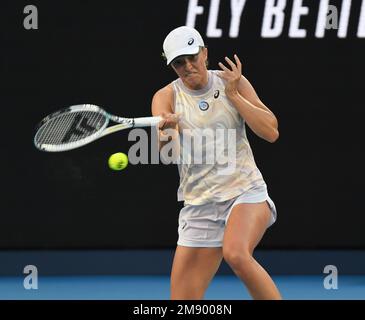 Melbourne, Australia. 16th Jan, 2023. Australian Open 2023 Melbourne Park Day 1 16/01/2023 Iga Swiatek (POL) first round match Credit: Roger Parker/Alamy Live News Stock Photo