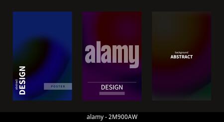 Poster with fog, blur, dark set of posters. Vector blurred cover for brochure, booklet, annual report Stock Vector