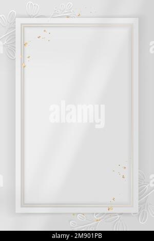 Rectangle frame on silver floral pattern background vector Stock Vector