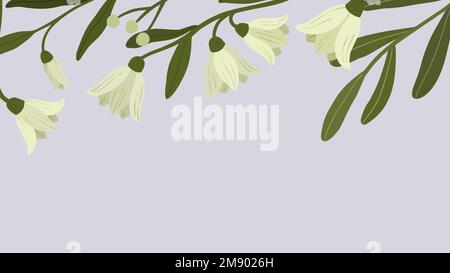 White botanical copy space mobile wallpaper vector Stock Vector