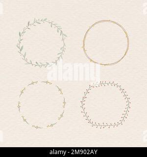 Leafy frame set on beige background vector Stock Vector