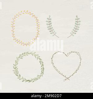 Leafy frame set on beige background vector Stock Vector