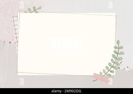 Leafy gold frame on beige background vector Stock Vector
