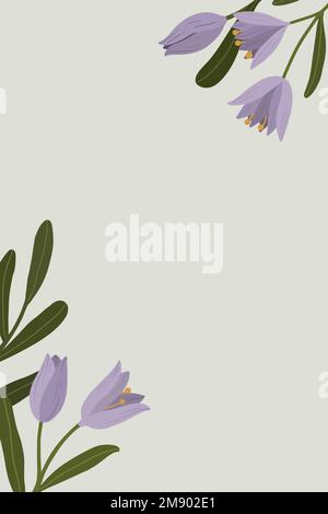 Purple botanical copy space on a gray background vector Stock Vector