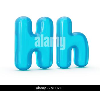 A 3d rendering of an aqua blue jelly letter H isolated on a white background Stock Photo