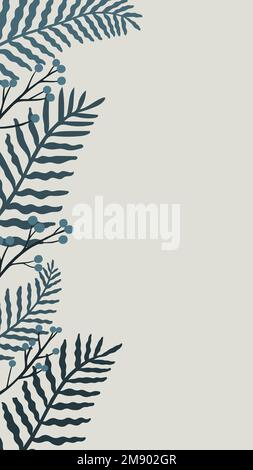 Leafy botanical copy space on a gray phone background vector Stock Vector