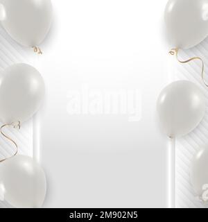 White balloons frame on white and gray background design vector Stock Vector