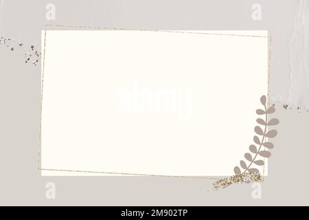 Leafy gold frame on beige background vector Stock Vector