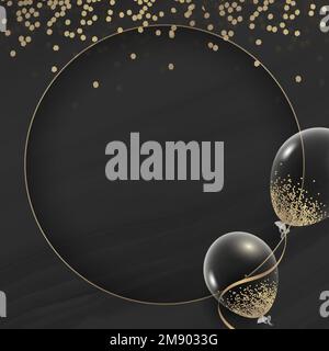 Golden round balloons frame design vector Stock Vector