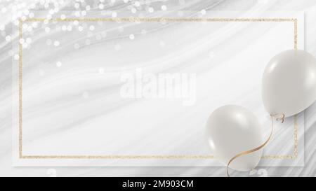 White balloons frame on white and gray background design vector Stock Vector
