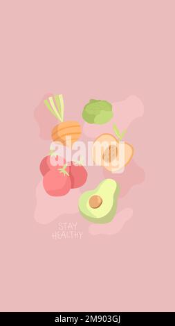 Hand drawn vegetables phone background vector Stock Vector