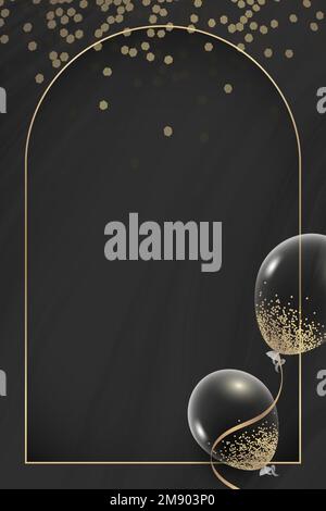 Golden rectangle balloons frame design vector Stock Vector