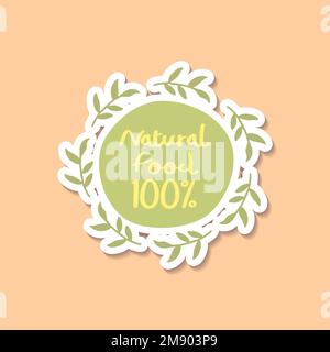 Natural food 100% wreath vector Stock Vector