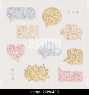 Glitter speech bubble sticker set vector Stock Vector