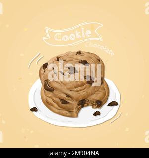 Hand drawn chocolate chip cookies vector Stock Vector