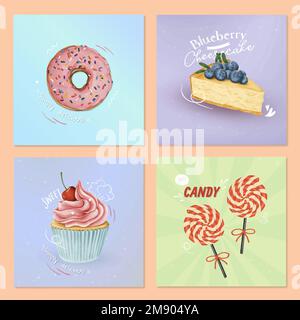 Hand drawn dessert collection vector Stock Vector