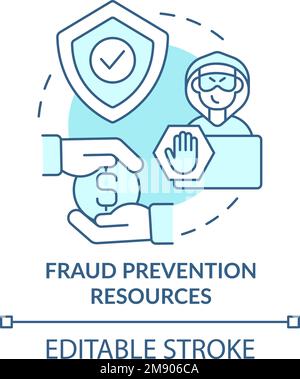 Fraud prevention resources turquoise concept icon Stock Vector