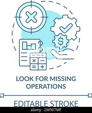 Look for missing operations turquoise concept icon Stock Vector