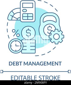 Debt management turquoise concept icon Stock Vector