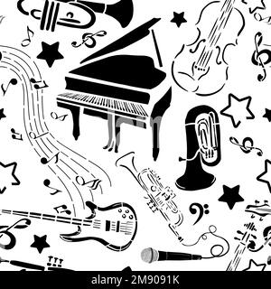 Seamless pattern music and notes. Vector illustration Stock Vector