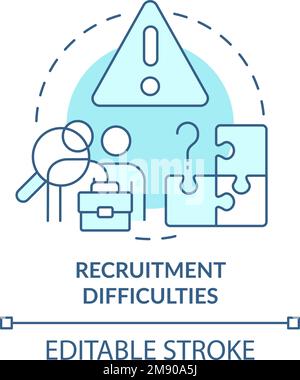 Recruitment difficulties turquoise concept icon Stock Vector