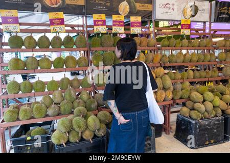 Kuala Lumpur, Malaysia - December 13th, 2022 - Durian Market Stock Photo