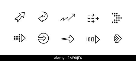 10 pixel perfect arrow icons. Doodle user interface. Set 3 Stock Vector