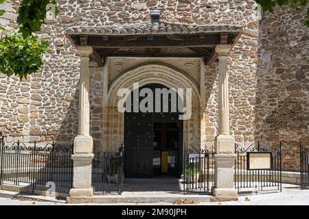 The Gateway to the medieval church of Santa Maria del Castillo in the village of Buitrago de Lozoya Stock Photo