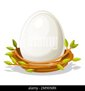 Isoled Egg in birds nest of twigs Stock Vector