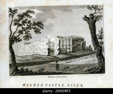 WALDEN CASTLE, ESSEX [Walden Castle was built in the town of Saffron Walden in Essex at the start of the civil war known as the Anarchy by Geoffrey de Mandeville] from the book ' Supplement to the antiquities of England and Wales ' by Francis Grose, Publication date 1777 Stock Photo