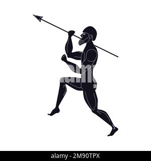 Ancient greek soldier with spear Stock Vector