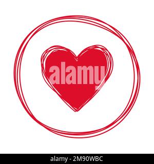 Heart in circle shaped tangled grungy scribble Stock Vector
