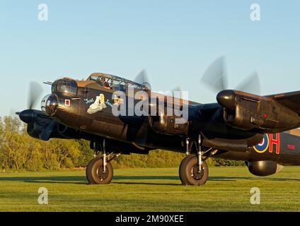 AVRO Lancaster bomber 'Just Jane', under restoration at Lincolnshire Aviation Heritage Centre Stock Photo