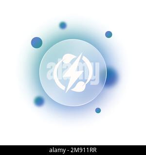 Glass morphism blue energy icon Stock Vector
