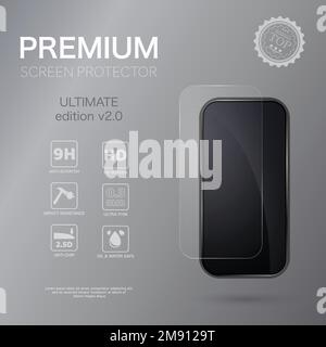 Grey mobile phone screen glass Stock Vector