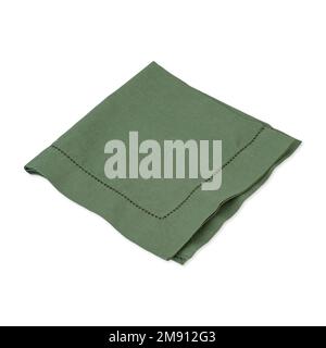 Folded green tissue napkin isolated over white background. Stock Photo