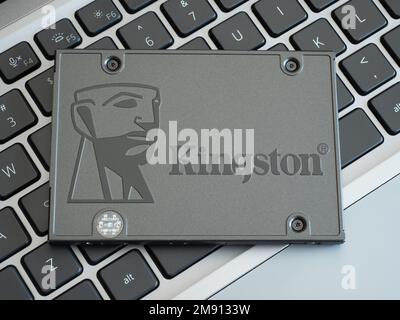 Galati, Romania - December 29, 2022: Presenting the new Kingston A400 SATA III, 2.5 inch SSD to the market Stock Photo