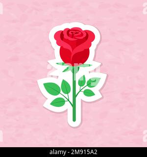 Cute red rose flower sticker  Stock Vector
