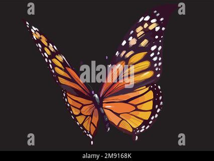 Cute embroidered butterfly for fashion design. Decorative element for patches, stickers, embroidery and prints. Vector illustration. Stock Vector