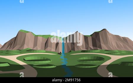 Road to mountains. Beautiful nature landscape. Stock Vector