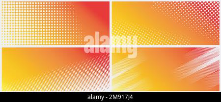 Dots halftone orange yellow color pattern gradient texture with technology digital background. Dots pop art comics with summer background. Stock Vector