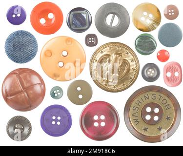 A set of old buttons on white Stock Photo